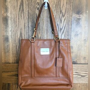 🧡Calvin Klein🧡 Women's Brown Genuine Leather Tote Bag